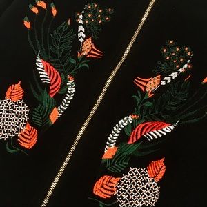 Aratta Embroidered Zip Black Sweater Jacket